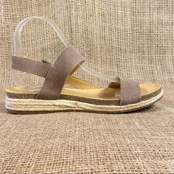 Lucky Brand Sandals Gadine Espadrille  Suede Tan Buckle Flats Women'sSize 9M - Picture 4 of 11